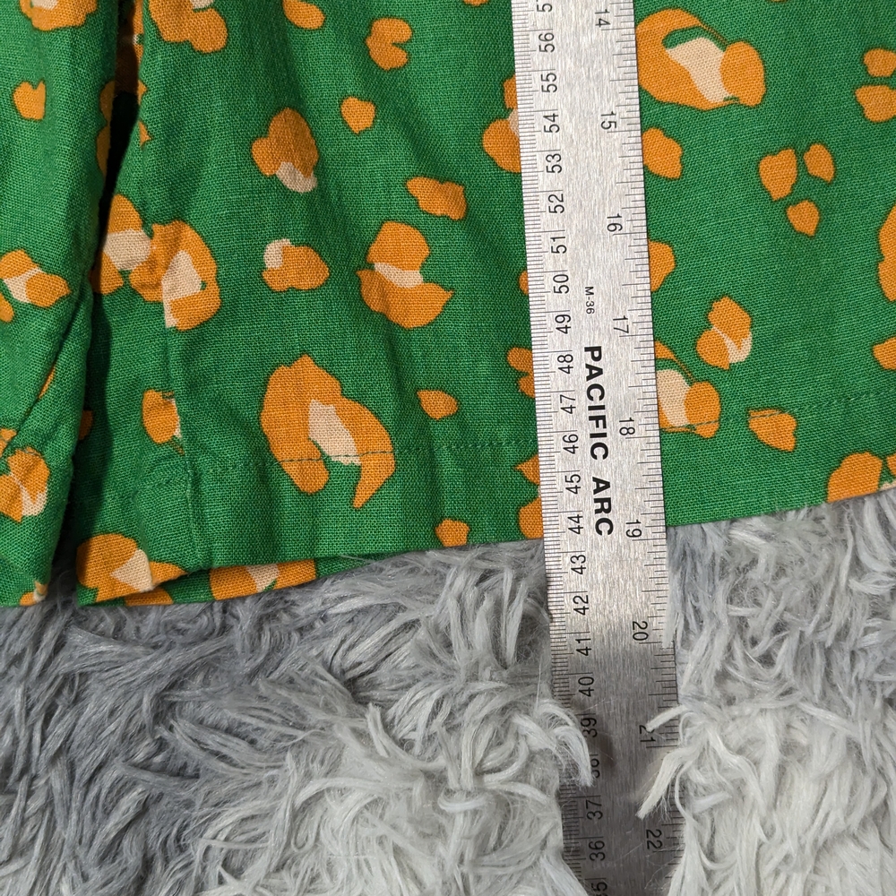 Tabitha High Waist Green and Orange Shorts with Playful Animal Print Design - Picture 7 of 7